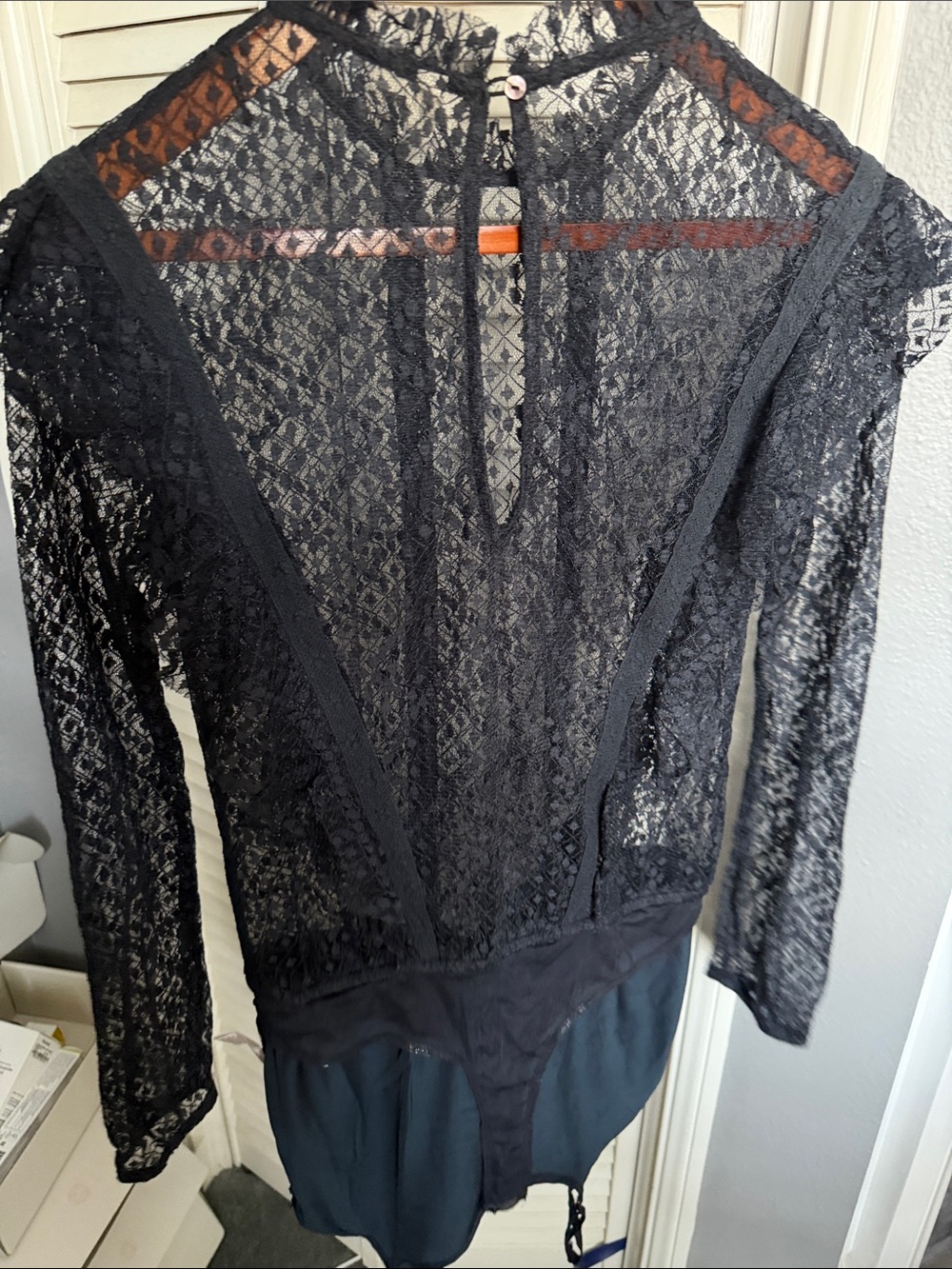 Free People Black Lace Long-Sleeve Bodysuit - Picture 4 of 4